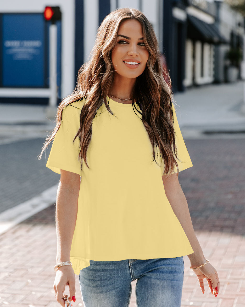 New Round Neck Ruffled Commuter Temperament Top