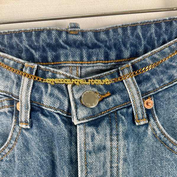 Kvinders Højtaljede Løse og Slankende A-formede Denimbukser