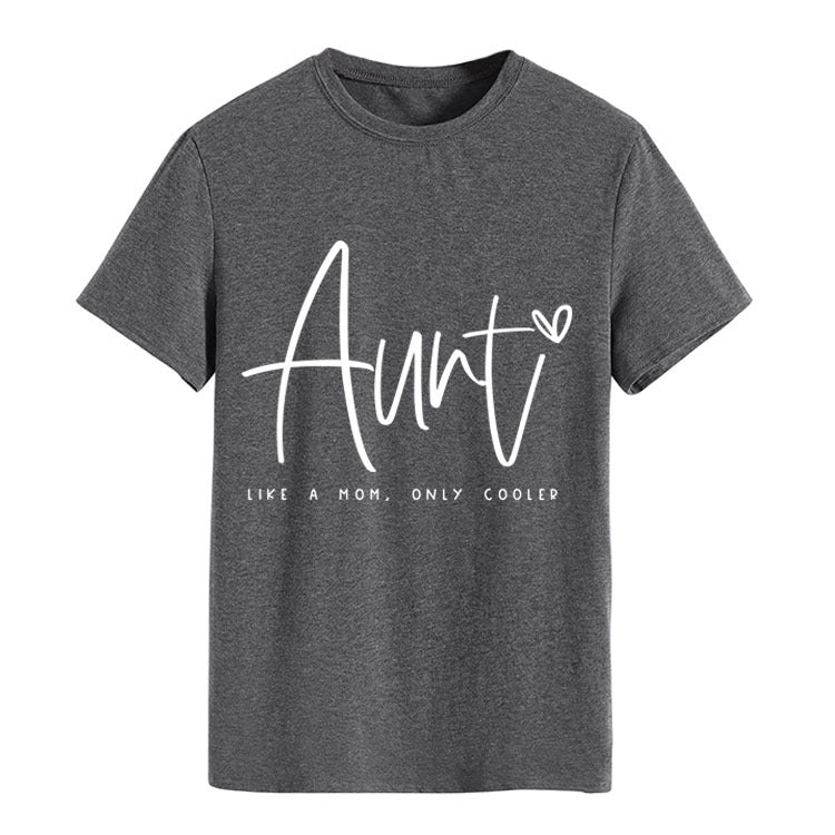 AUNT LIKE A MOM Fashion Round Neck Loose Short Sleeves