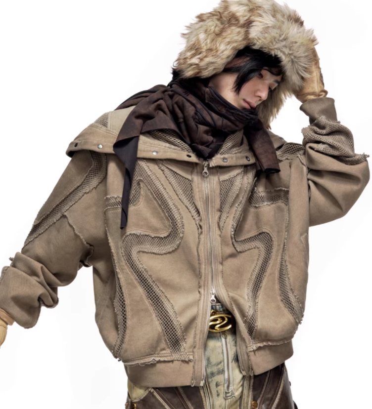 Split, Deconstructed Dyed Hoodie With A Zip-up Hood