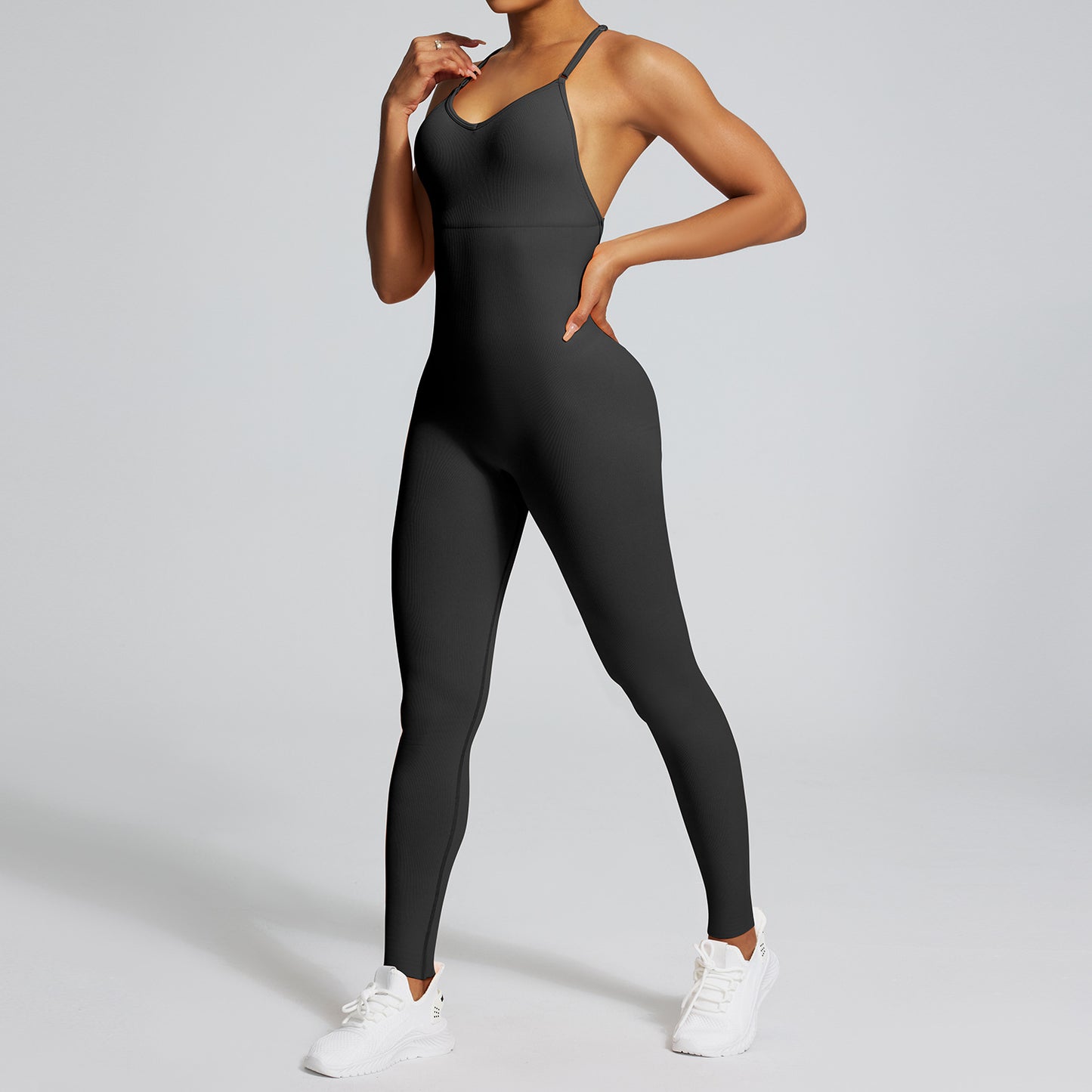 Seamless Back-Supporting Yoga Jumpsuit For Women With Straps