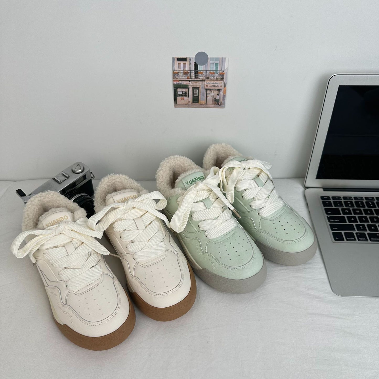 Student Niche Fleece-lined Canvas Women's Low-top Outer Wear Warm Board Shoes
