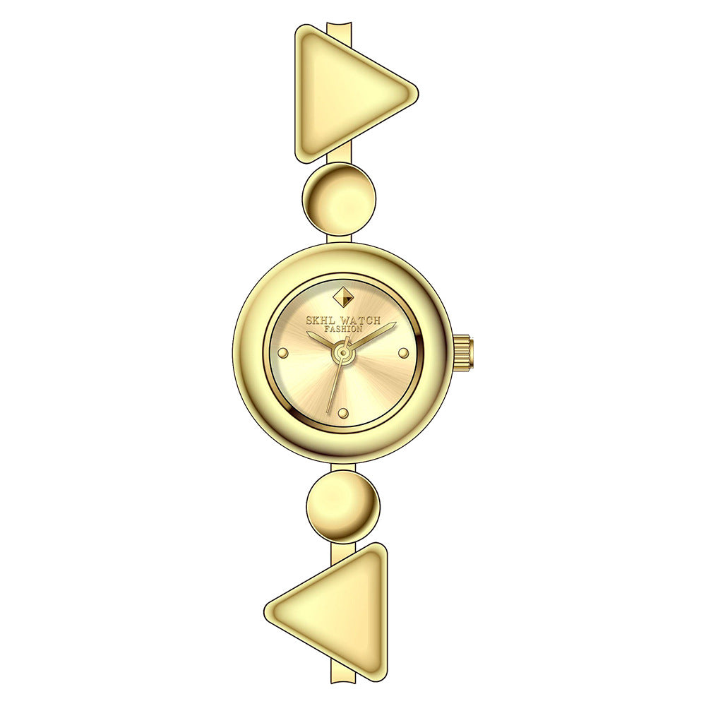 Retro Mid-centurystyle Gold Bracelet Watch With A Niche Design-forward Aesthetic