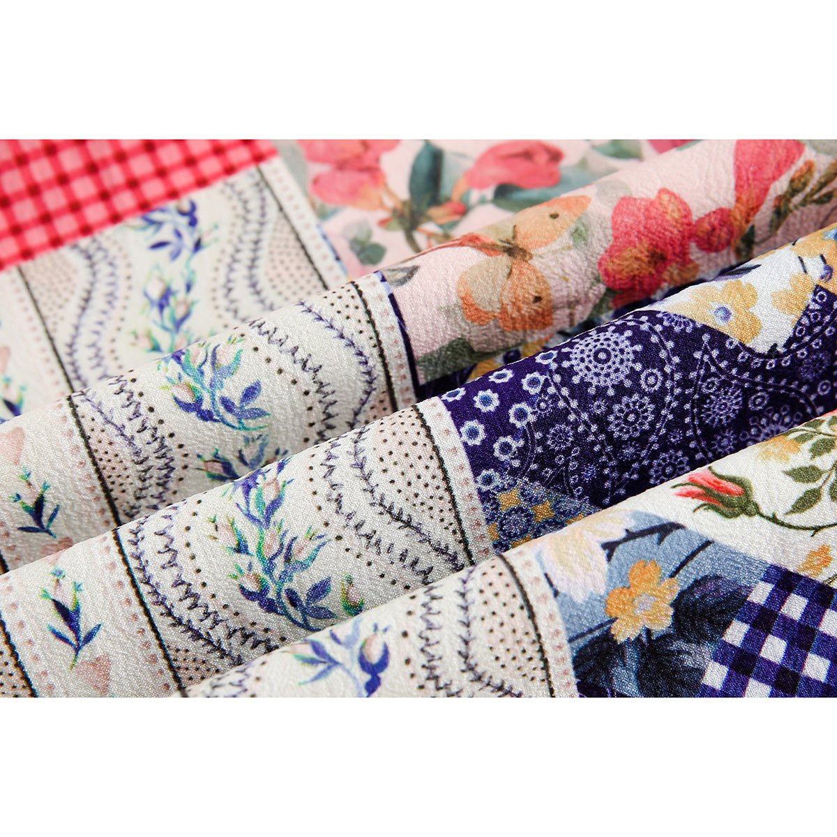 Pastoral Style Patchwork Stitching Plaid Long Dress
