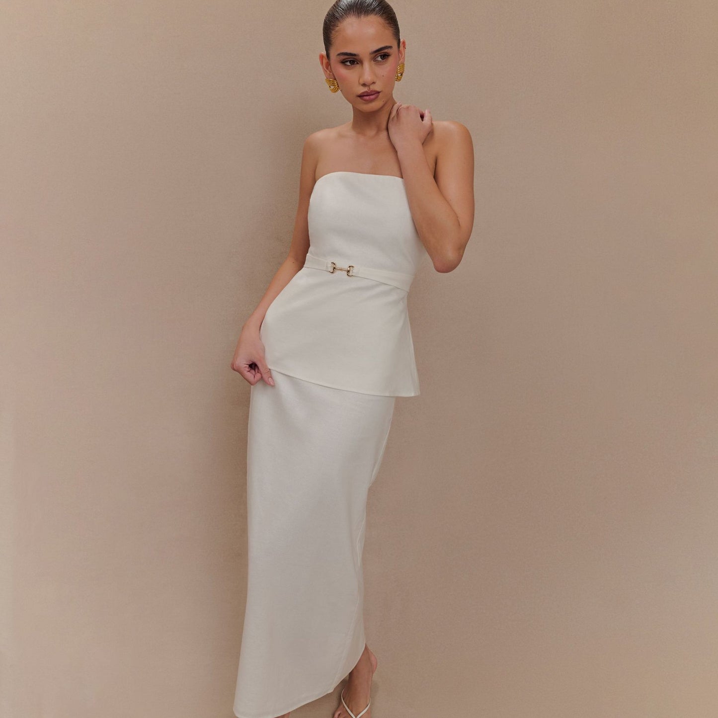 Womens Solid-Color Sleeveless Top And Skirt Set