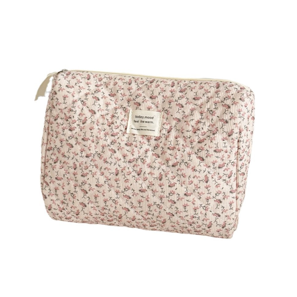 Multifunctional Corduroy Storage Bag With An All-over Floral Print