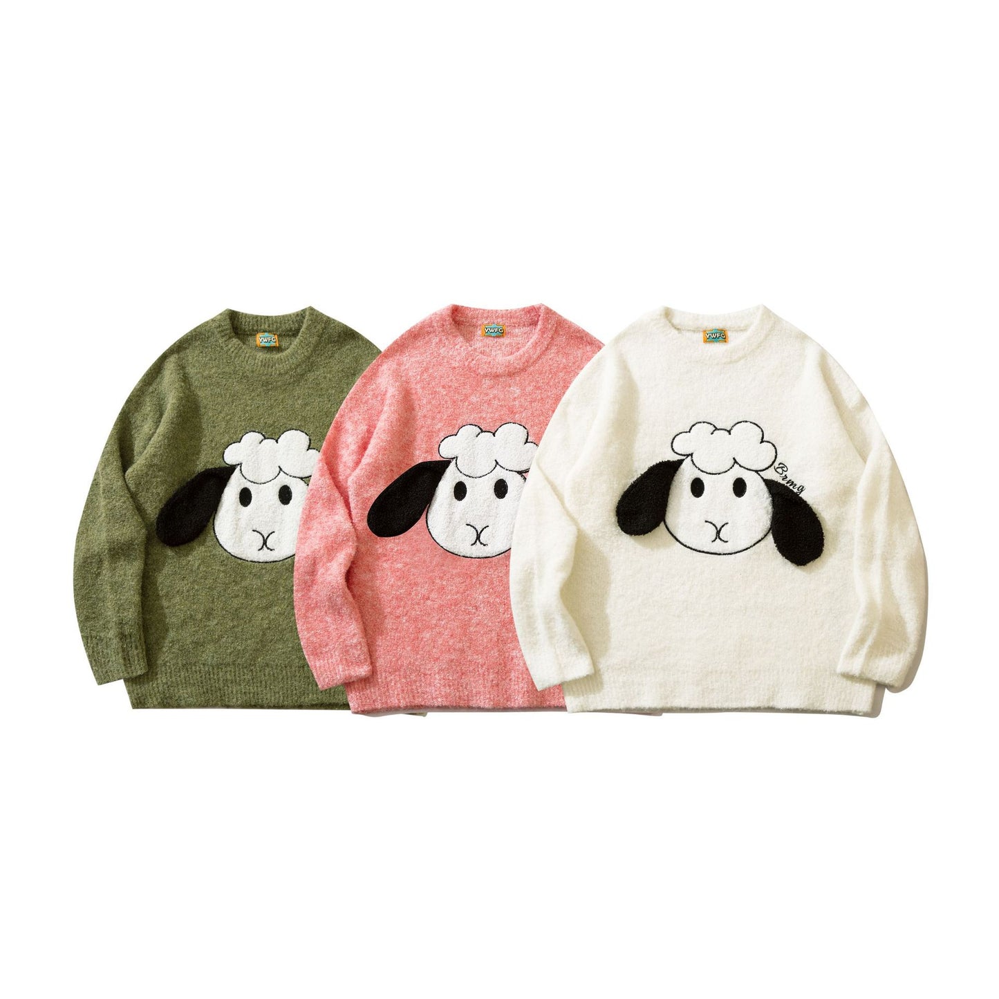 Embroidered Loose Knit Casual Round Neck