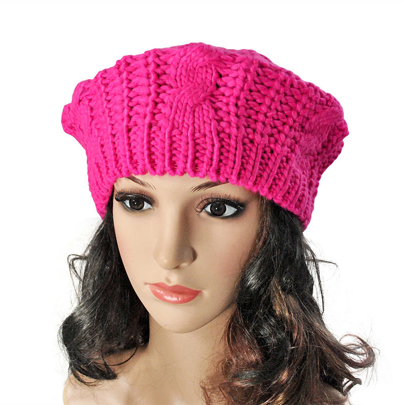 Women's Autumn And Winter Big Buds Twist Ball Knitted Hat