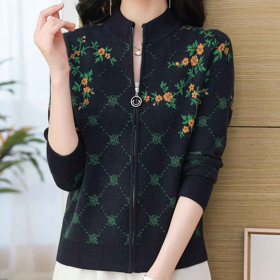 Stylish Jacquard Knit Cardigan For Fall And Winter
