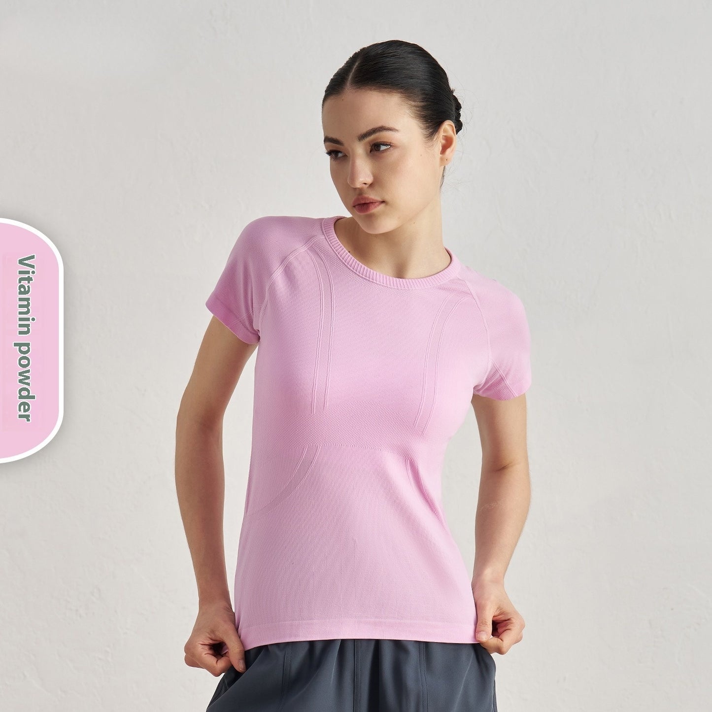 Seamless Antibacterial Nude Feel Slim Fit Yoga Jacket Short Sleeve
