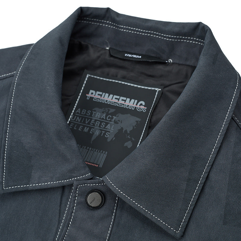 Lapel Multi-pocket Single-breasted Fashion Denim Jacket Coat