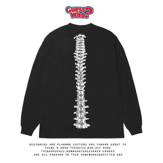 Mørkrygget Print Skatersweatshirt Casual Langærmet T-shirt