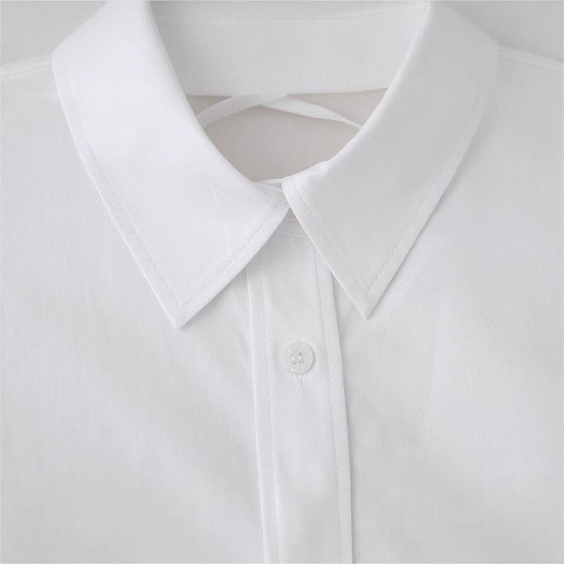 Preppy Style Fashion Sweet Short Back Lace-up Shirt