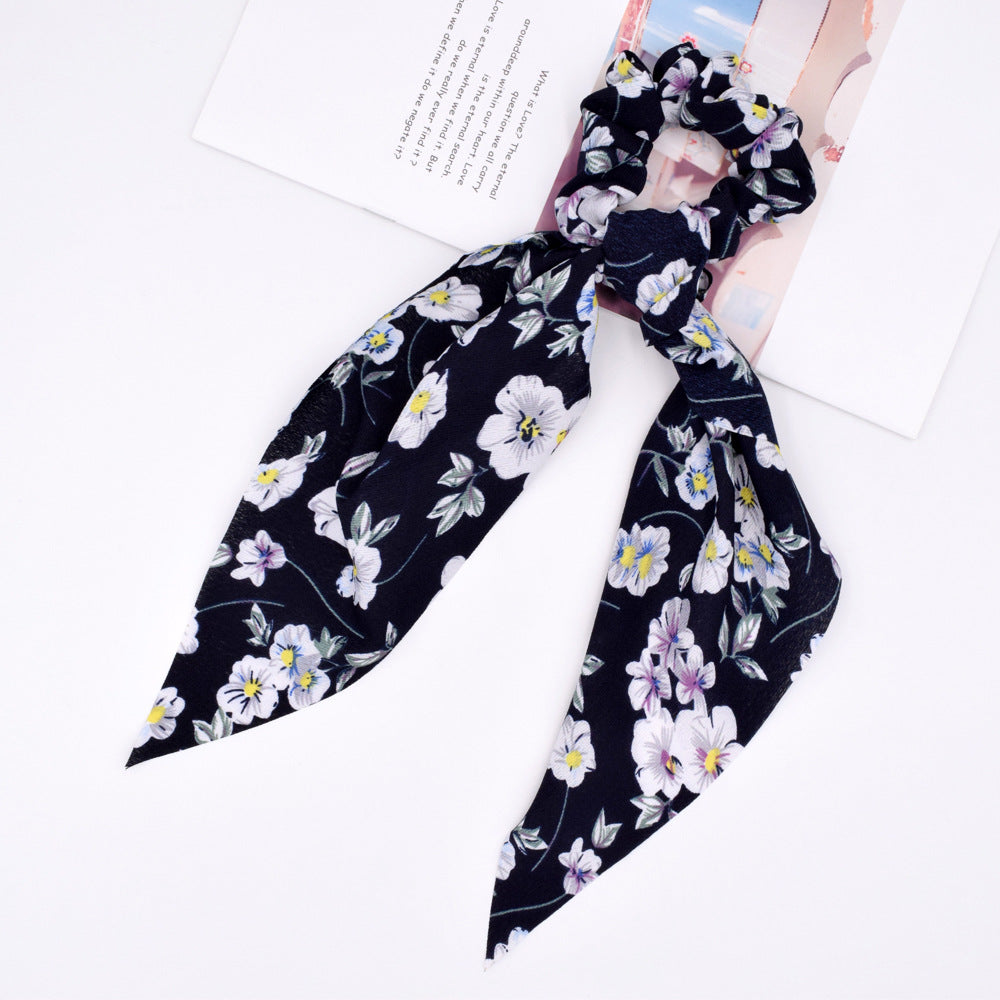 Small floral ponytail long streamer hair band