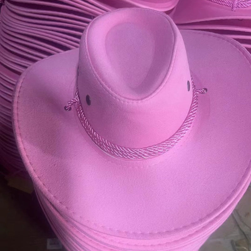 Western Denim Male Hat Double-sided Suede Sun Hat Female Horse Riding Hat