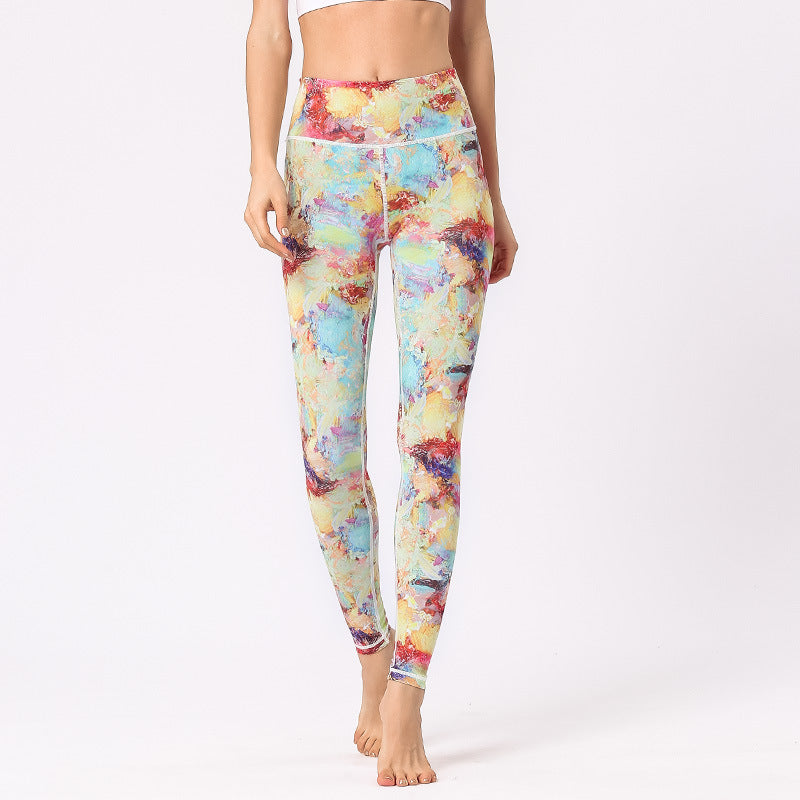Women's Yoga Pants Digital Print High Waist Cropped Hip Pants
