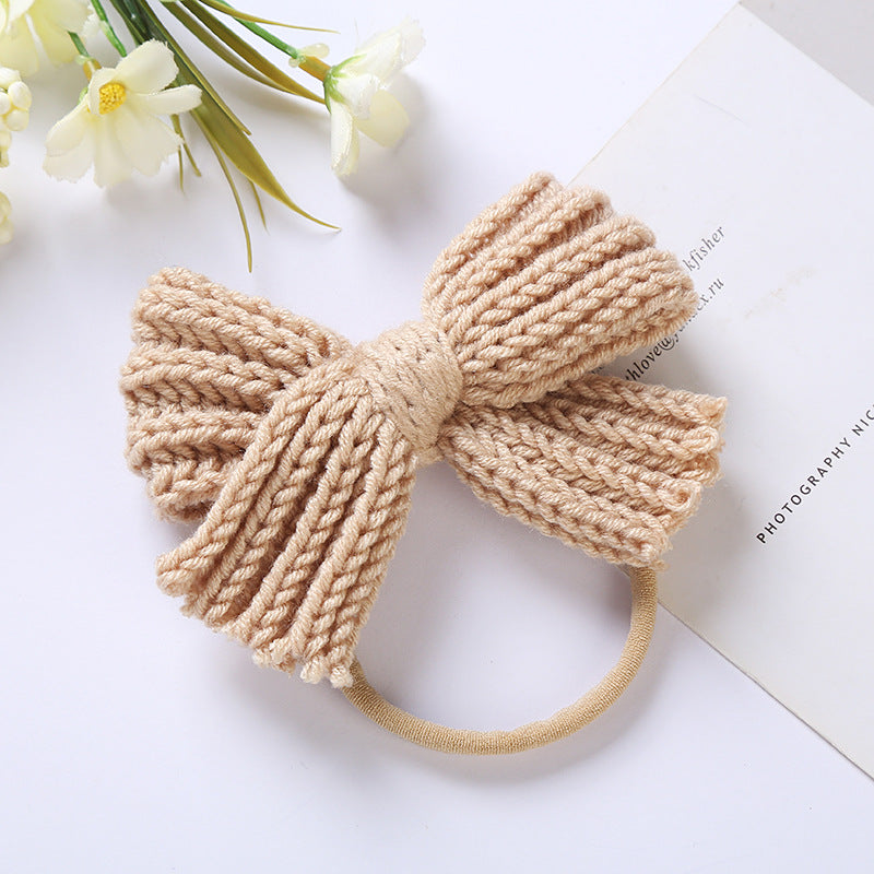 European And American Wool Bow Baby Nylon Hair Band