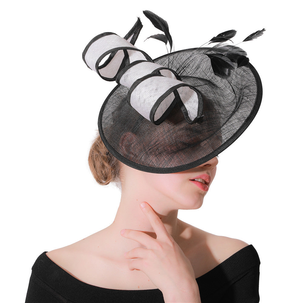 Mesh Bridal Hair Accessories Banquet Party Performance Black And White Top Hat