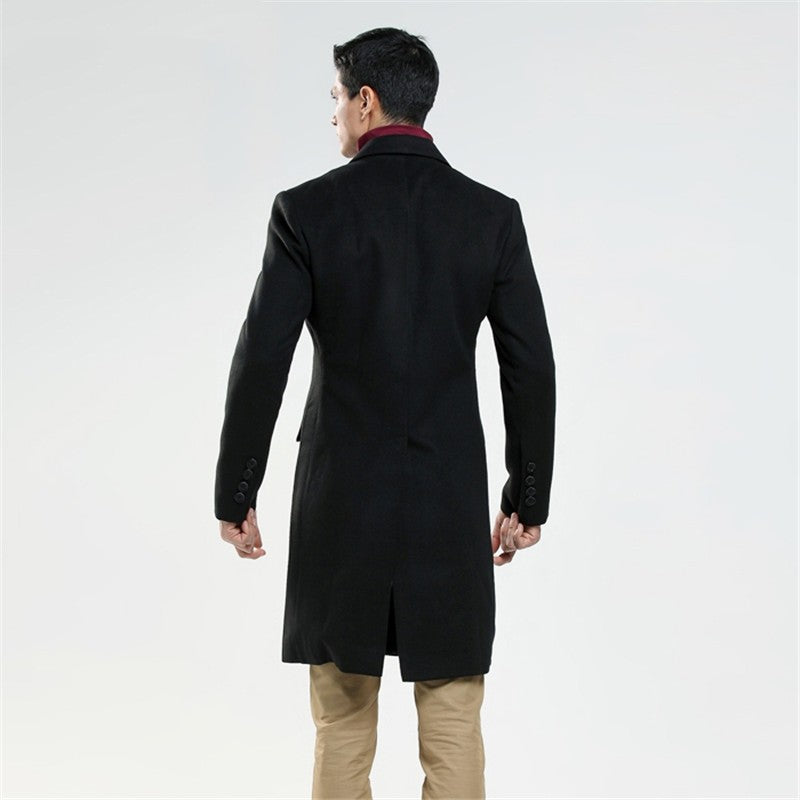 Autumn And Winter Men's Woolen Coat Slim And Long