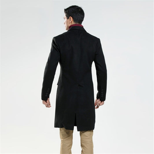Autumn And Winter Men's Woolen Coat Slim And Long