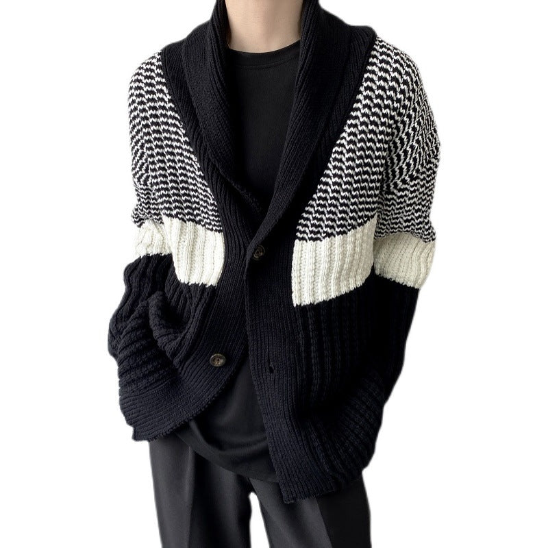 Contrast Coarse Wool Fried Dough Twists Knitting Sweater