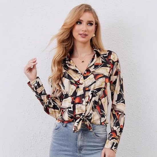 Dame Mode Casual Printet Revers Skjorte
