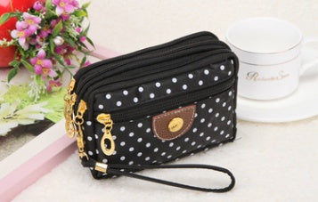 Canvas handbags handbags Korean version of the three-zipper multi-layer wallet hand bag packet phone change