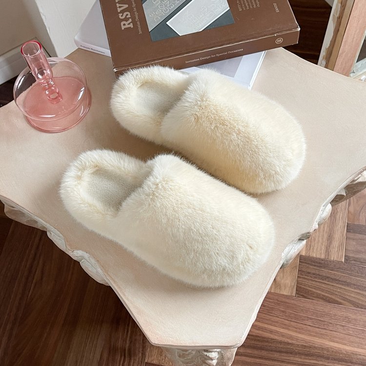 Female Candy Color One-word Cotton Slippers