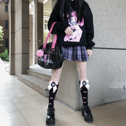 Stockings Children Lolita Bowknot Harajuku Black Pink Punk JK Leg Socks