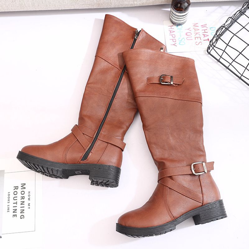 Women's shoes with large belt buckle and Knee Boots