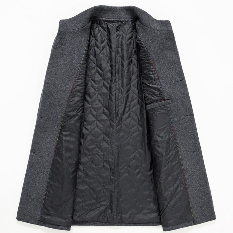 Wool men's windbreaker medium length wool coat