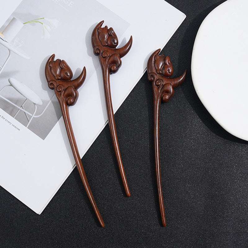 Wooden Women's Chinese Style Headdress Animal Hairpin