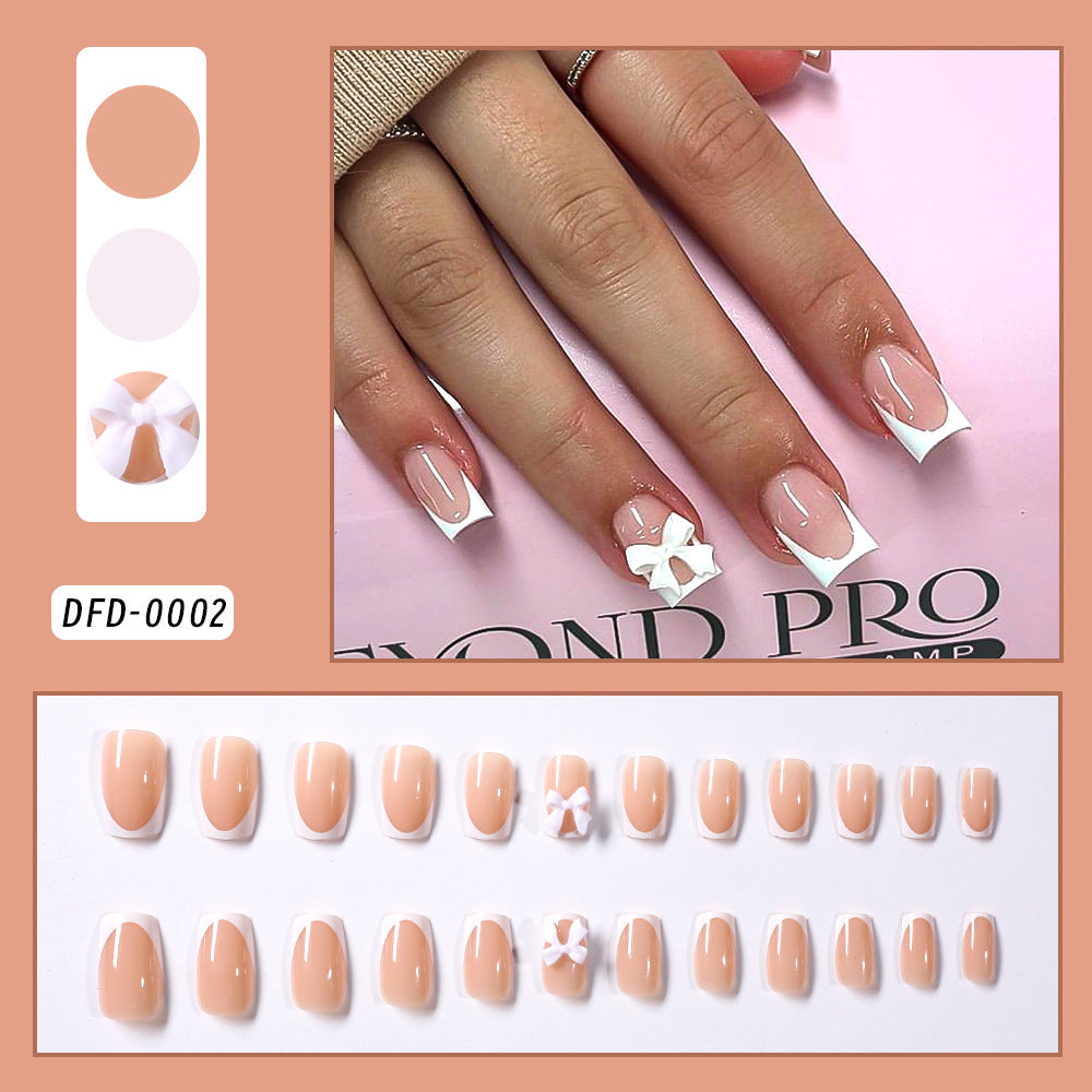 Simple Fashion White Sweet Bow Nail Sticker