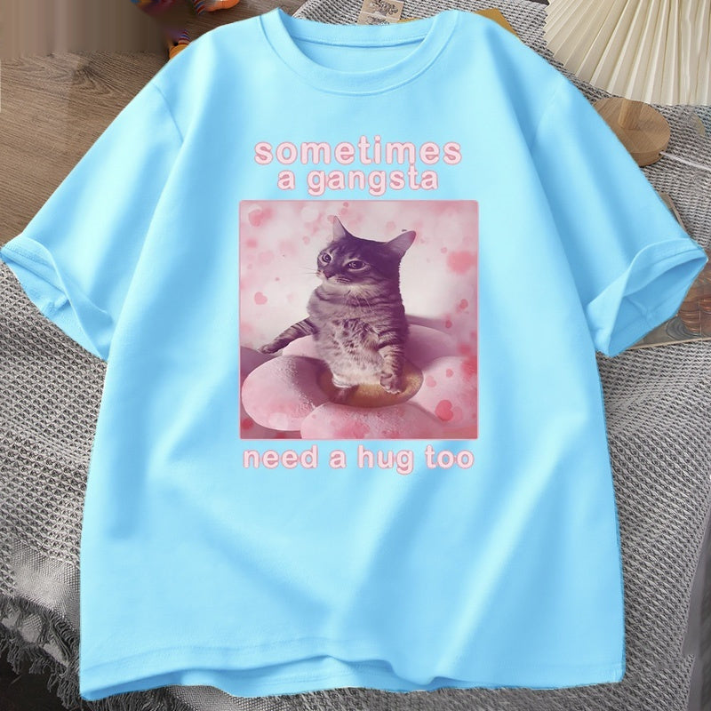 Summer Loose Short Sleeves T-shirt Men's And Women's Round Neck