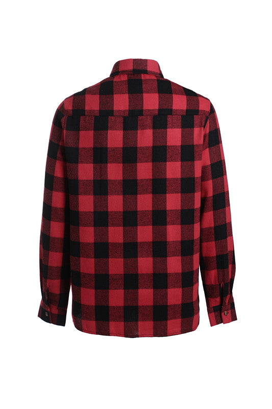 Long-sleeved Pocket Checked Shirt With A Lapel For Young Men In Autumn And