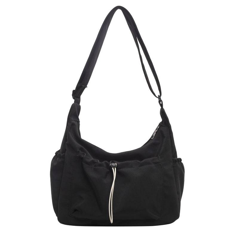 Drawstring Lightweight Shoulder Simple Fashion Crossbody Nylon Cloth Tote Bag