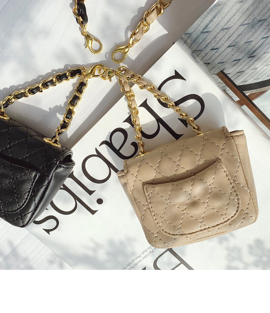 Mini diamond chain belt bag