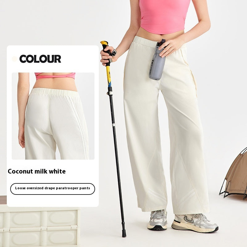 Side Striped Straight Wide-leg Pants