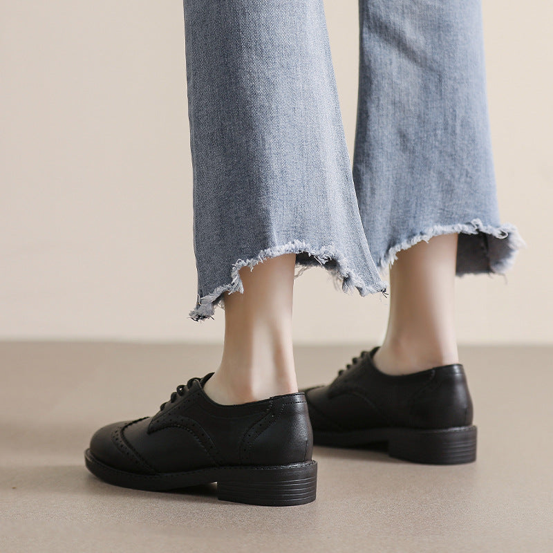Dame Britiske Blonde Snøresko Flade Tynde Bløde Sko