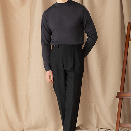 Self-heating Solid Color Basic Half Turtleneck Men's Sweater