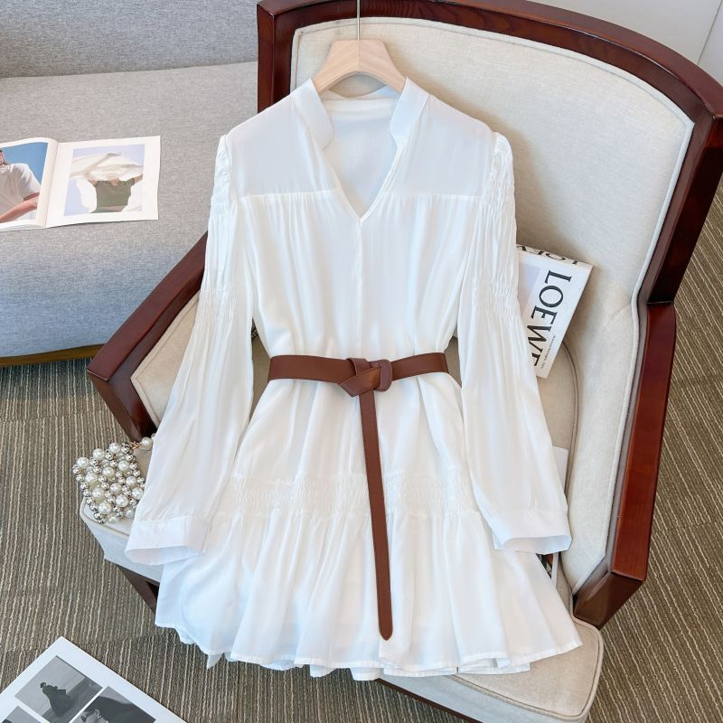 French Retro Shirt Dress Women's Vest Two-piece Set