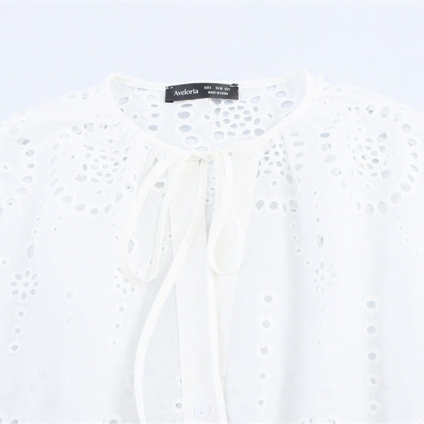 Women's Embroidered Lantern Sleeve Waist-controlled Top