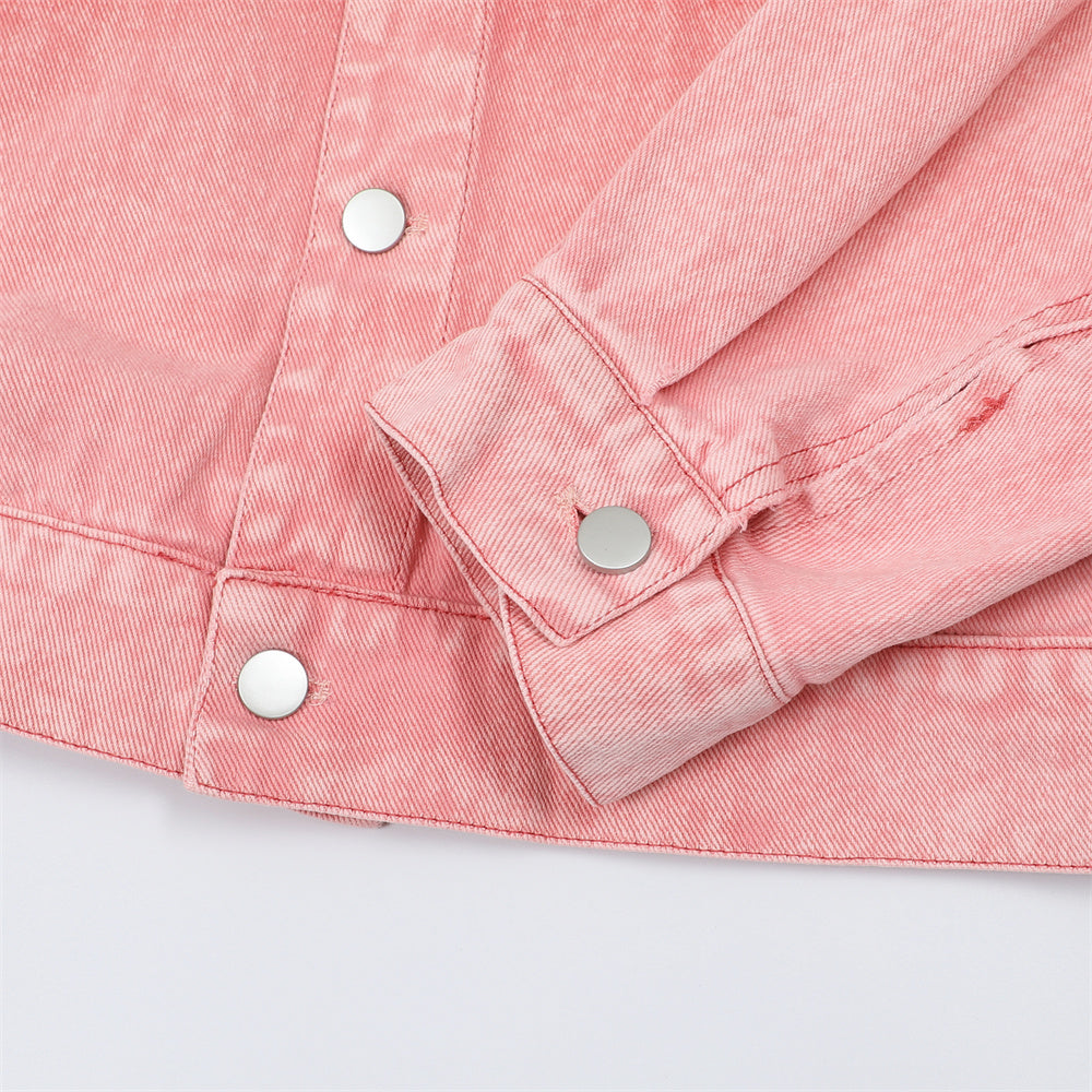 Washed Tie-dye Gradient Denim Jacket