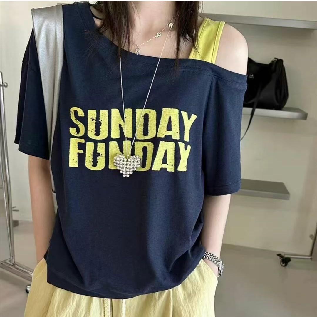 Kortærmet løs, slankende T-shirt-top