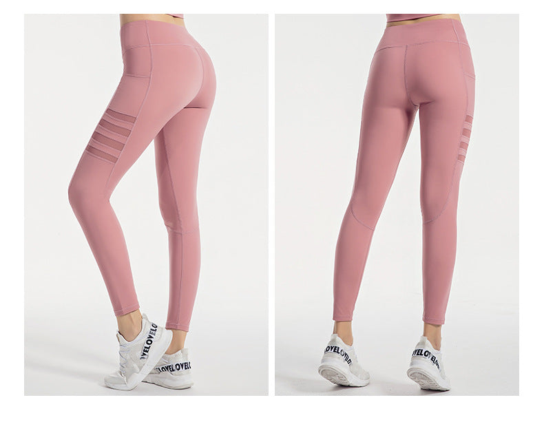 Mesh striped yoga pants