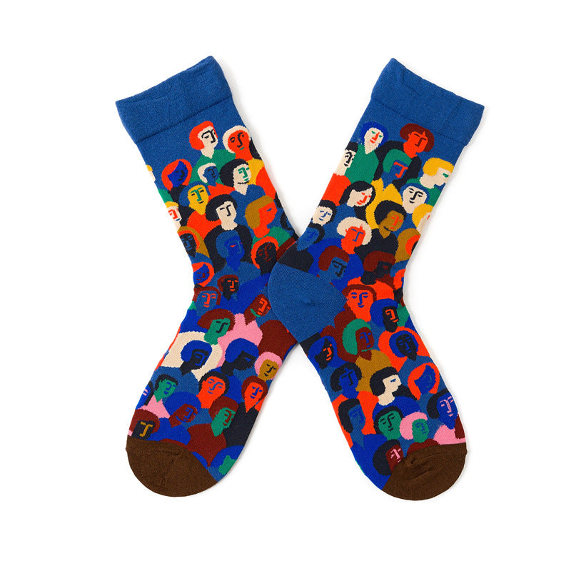 High Socks Creative Personality Graffiti Ladies