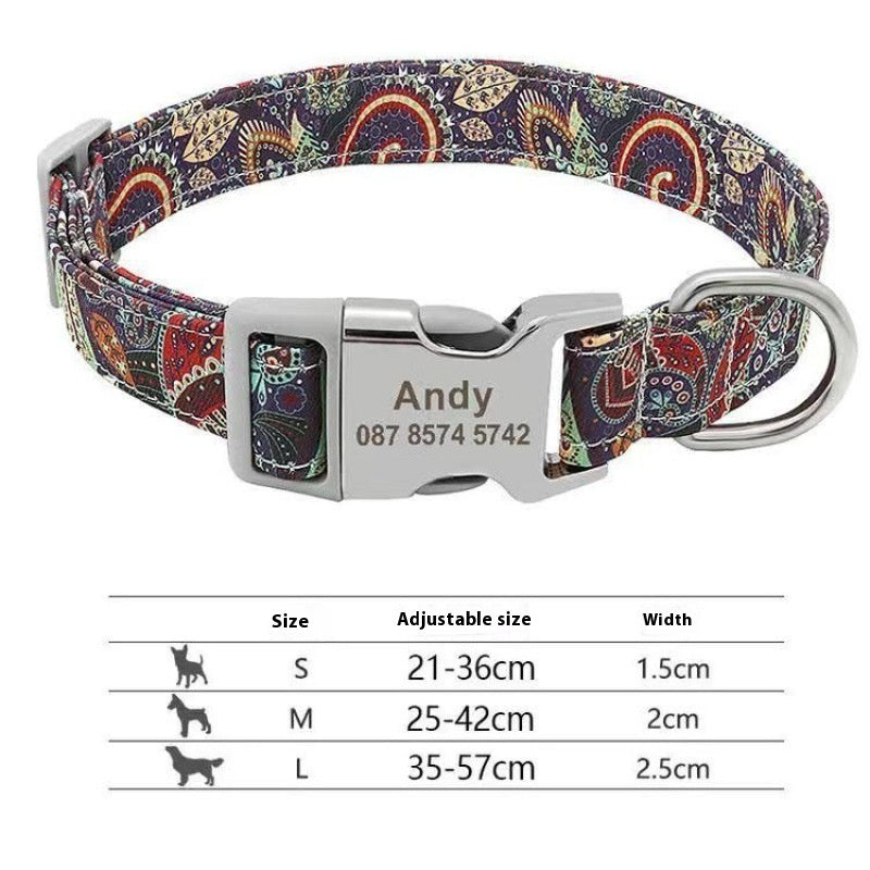 Dog Tag Anti-lost Adjustable Semi-metal Release Buckle Medium And Large