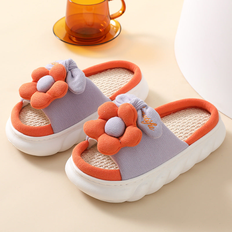 Non-slip Thick Bottom Cotton Stepping On Shit-feeling Linen Slippers
