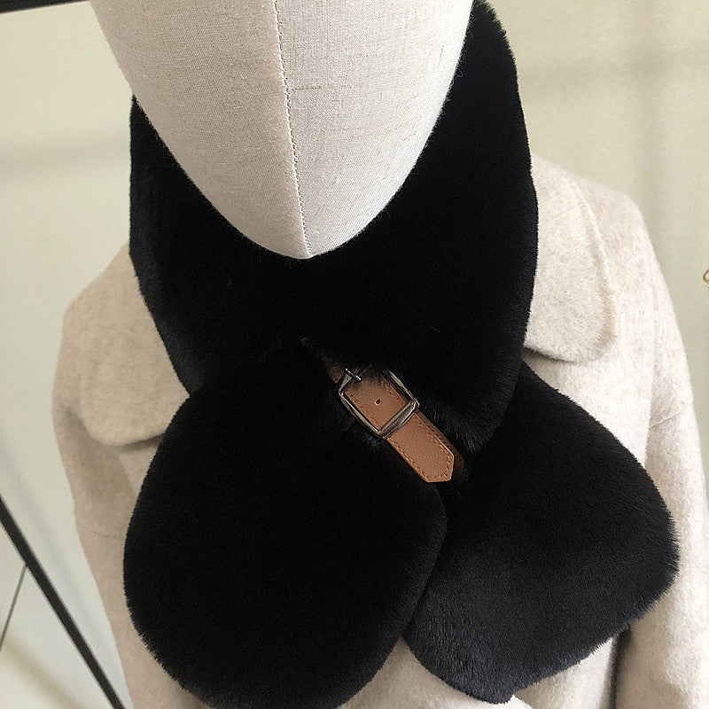 Plush Student Girl Imitating Fox Fur And Rex Rabbit Fur Cross Scarf