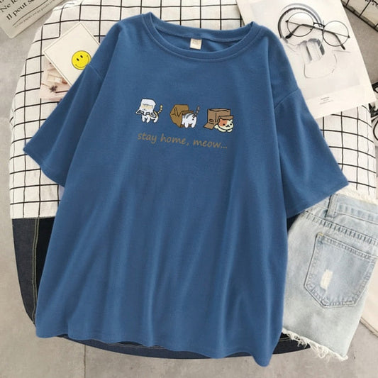 Løs kortærmet T-shirt til mænd og kvinder med rund hals